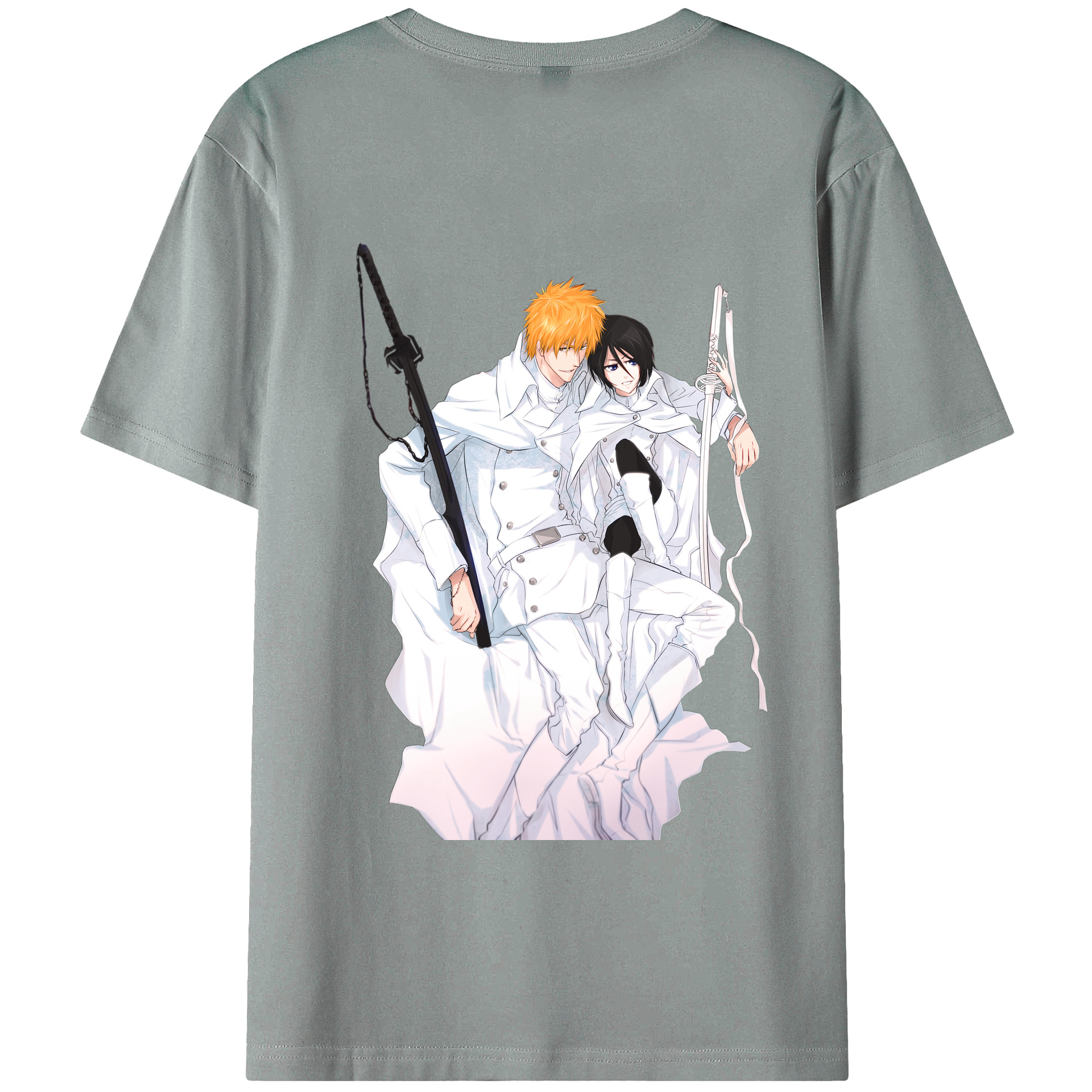 （画像用） ブリーチ 黒崎一護（くろさき いちご）BLEACH Kurosaki Ichigo 綿100％ メンズ半袖Tシャツ（バックプリント） 通気性
